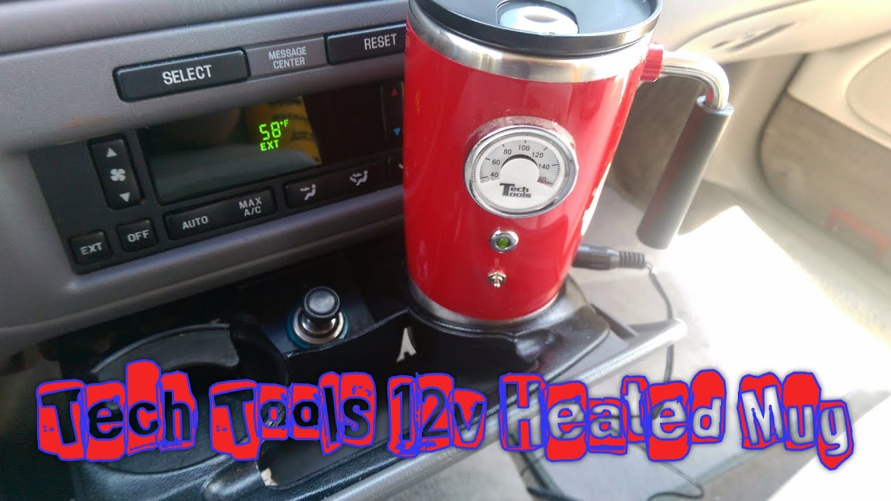 Tech Tools Heated Car Travel Mug - Keeps Your Bevrege Hot - Retro Style -  Stainless Steel 12 Volts (Red)