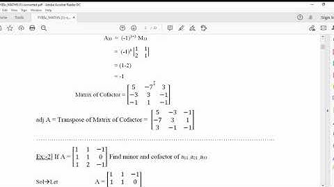 F.Y.B.Sc. Adjoint and Inverse of matrix