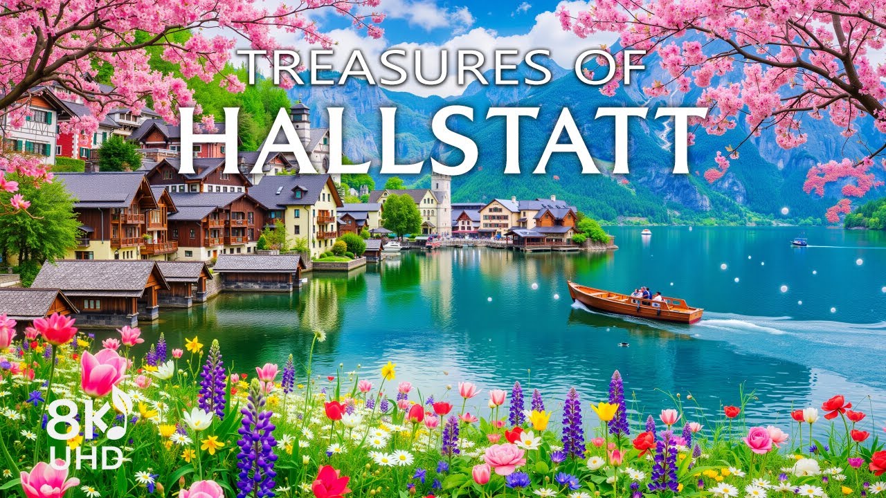 Hallstatt Spring 8K | Colorful Lakeside Views, Blooming Nature & Serene Scenery