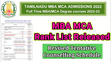 TN MBA/ MCA Admissions|Rank List|Revised Tentative Counseling Schedule|Anbarivu #mba #mca #ranklist