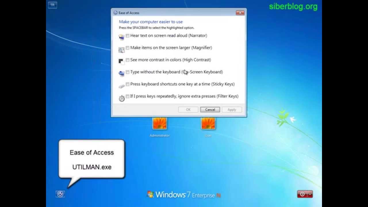 How To Remove Ease Of Access Accessibility Button From Windows 7 