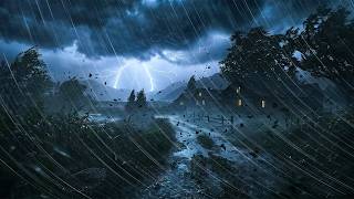 Insomnia Relief & Sleep Fast with Dark Thunderstorm | Heavy Rain & Intense Thunder in Quiet Village