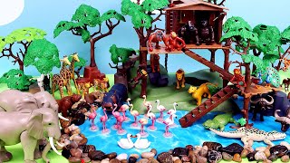 Treehouse and Safari Dioramas and Playmobil Animal Figurines