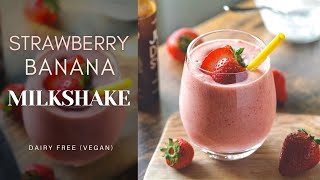 Vegan Strawberry Milkshake With Banana And Coconut - Dairy Free & Vegan Milk Shake