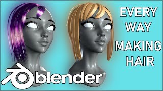 Every way for creating hair in blender 2.9+ (Curves, Particle, Hair Cards, Modeling, Sculpting )