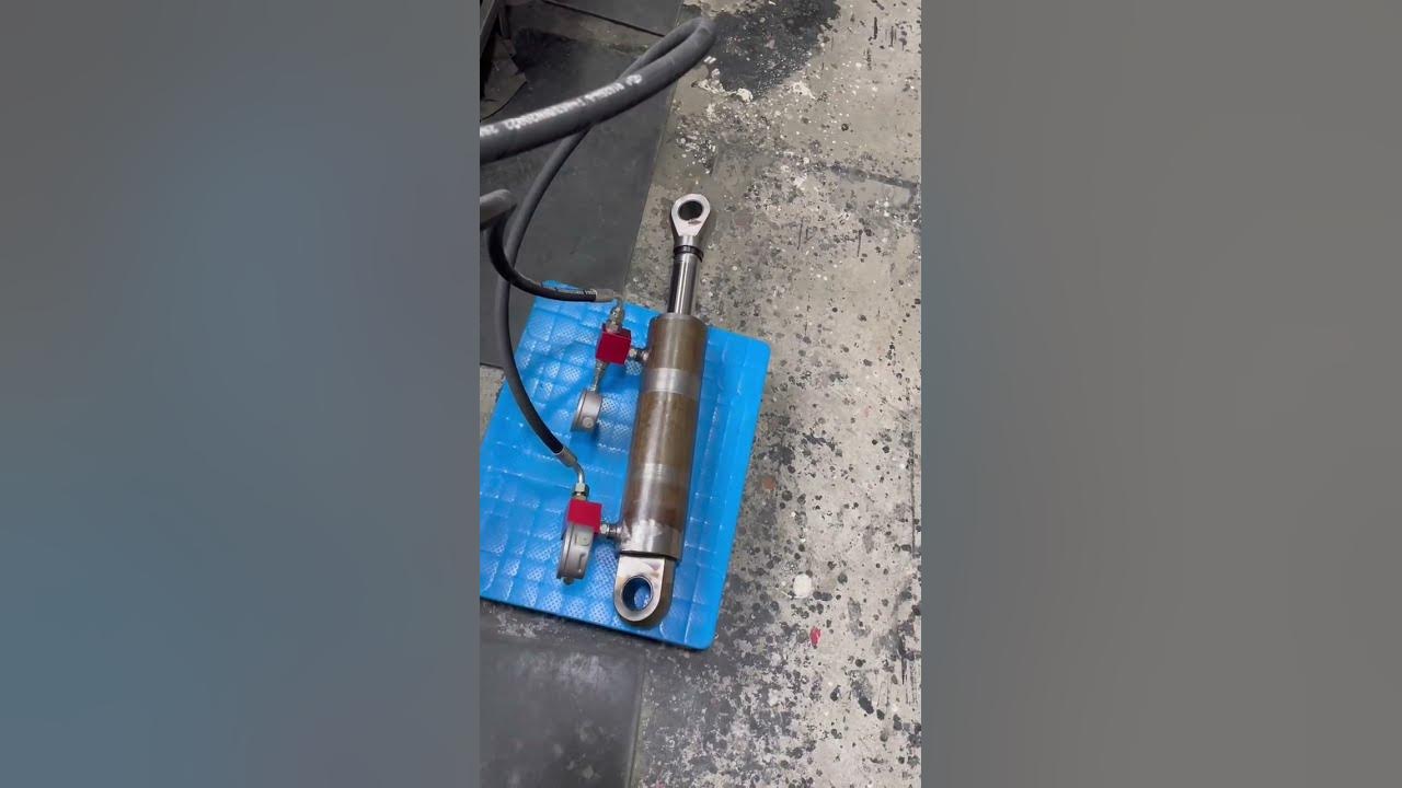 HCIC24 yearstest video of hydraulic cylinder retracting by power unit YouTube