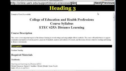 Screen Reader Reading  Properly Formatted Document