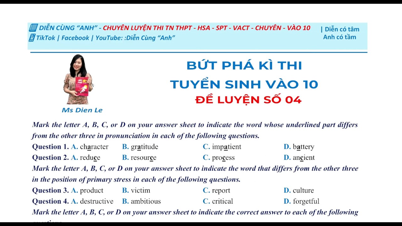 🔥 LUYỆN THI VÀO LỚP 10: CHỮA ĐỀ SỐ 04 (P1)
