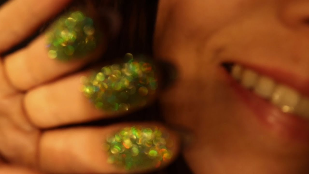 ASMR 💜 Glitter Close Up With Mouth Sounds & Kisses 💜