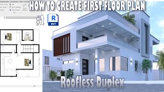#2A HOW TO CREATE FIRST FLOOR PLAN | ROOFLESS DUPLEX | REVIT 2024