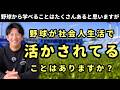 野球の経験は社会人生活にどのように活かされていますか?