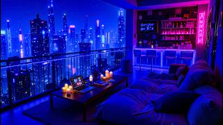 Cyberpunk Modern Balcony | Neon Night City | Ambience to Reduce Anxiety &amp; Improve Focus | 4K 8H
