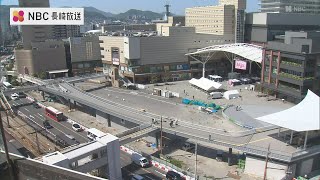 「景色も楽しんで」かつての高架広場…JR長崎駅前の南北を結ぶ新歩道橋が供用開始