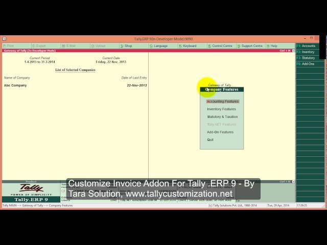 custom invoice in tally