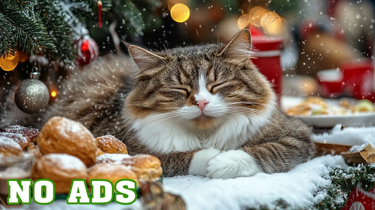 12 Hours of Relaxing Cat Music 😽❄️ Warm Winter Ambience for Peaceful Sleep 🐾 Cat TV No Ads