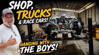 He Finally Got It Done!!! Working On Trucks In Shop And Checking Out My Buddy's Race Car!