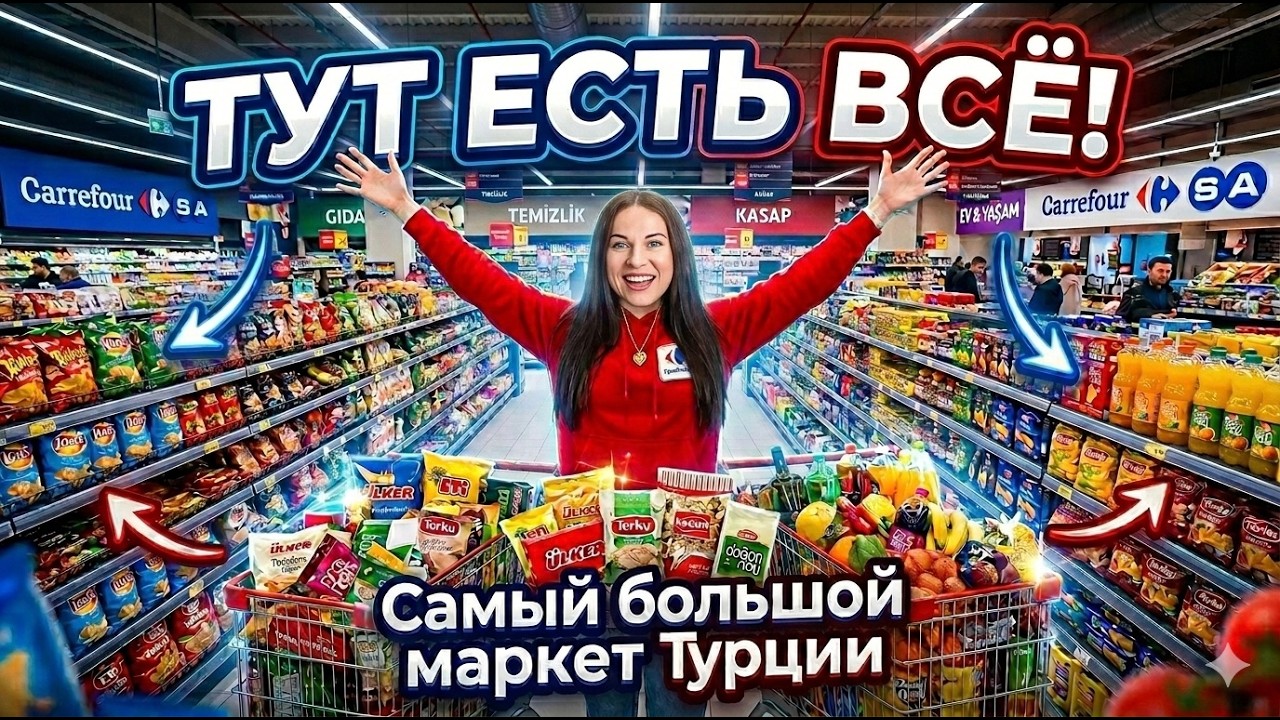 ТУТ ЕСТЬ ВСЁ! 🛒 Обзор самого большого супермаркета CarrefourSA (Цены в Турции 2026) #turkey