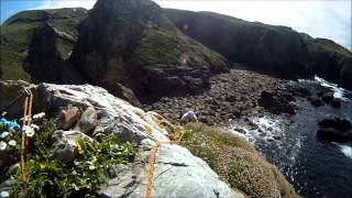 Sea Stack climbing in Ireland. Brístí Stack, Donegal