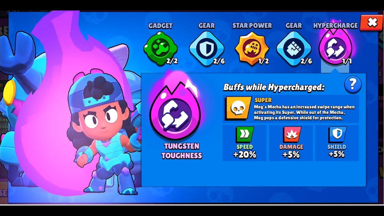 Brawl Stars Meg max build gameplay with beetle skin - Test with all modes