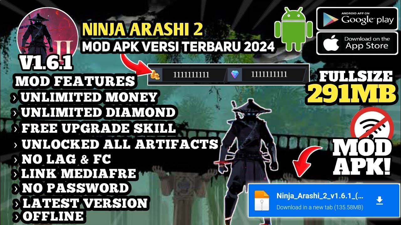 Ninja Arashi 2 Mod Apk Terbaru 2024 Versi 1.6.1 Unlimited