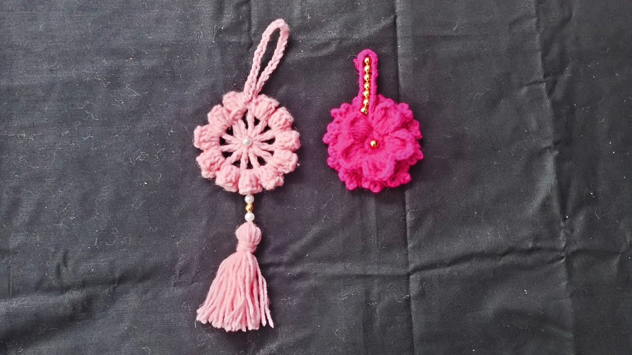 DIY Crochet Flower keychain/Car hanging & Bag Charm 