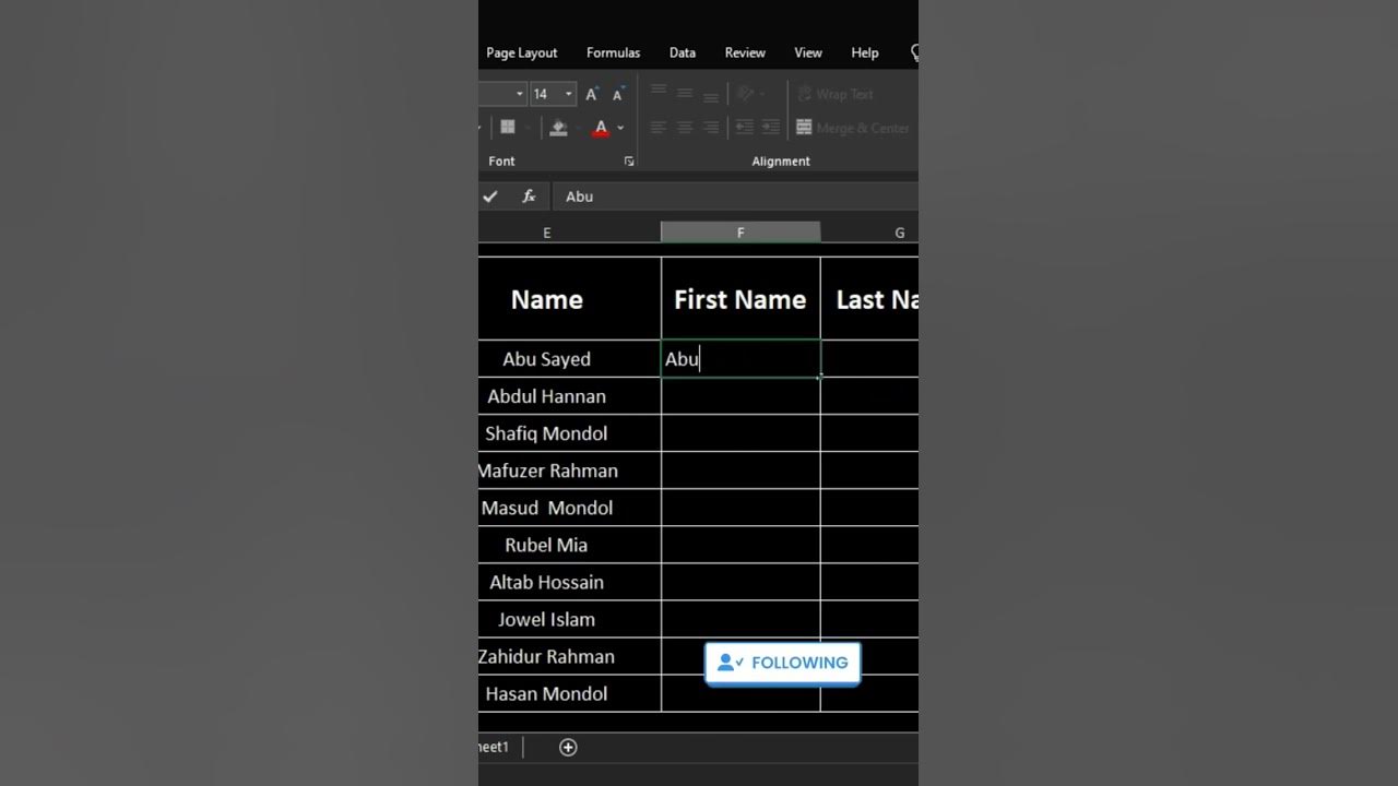 How to separate first name and last name from full name in excel no