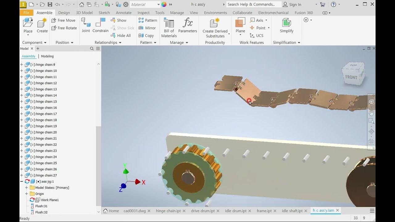 33 Inventor Hinge Chain Conveyor simulation Drive (인벤터 힌지체인 컨베어 시뮬레이션
