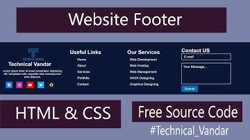 Website Footer Designing Using Pure HTML & CSS..| Free Source Code.||#Technical Vandar..|