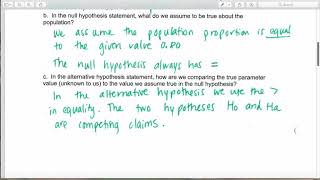 Math 110 Hypothesis Testing for One Proportion