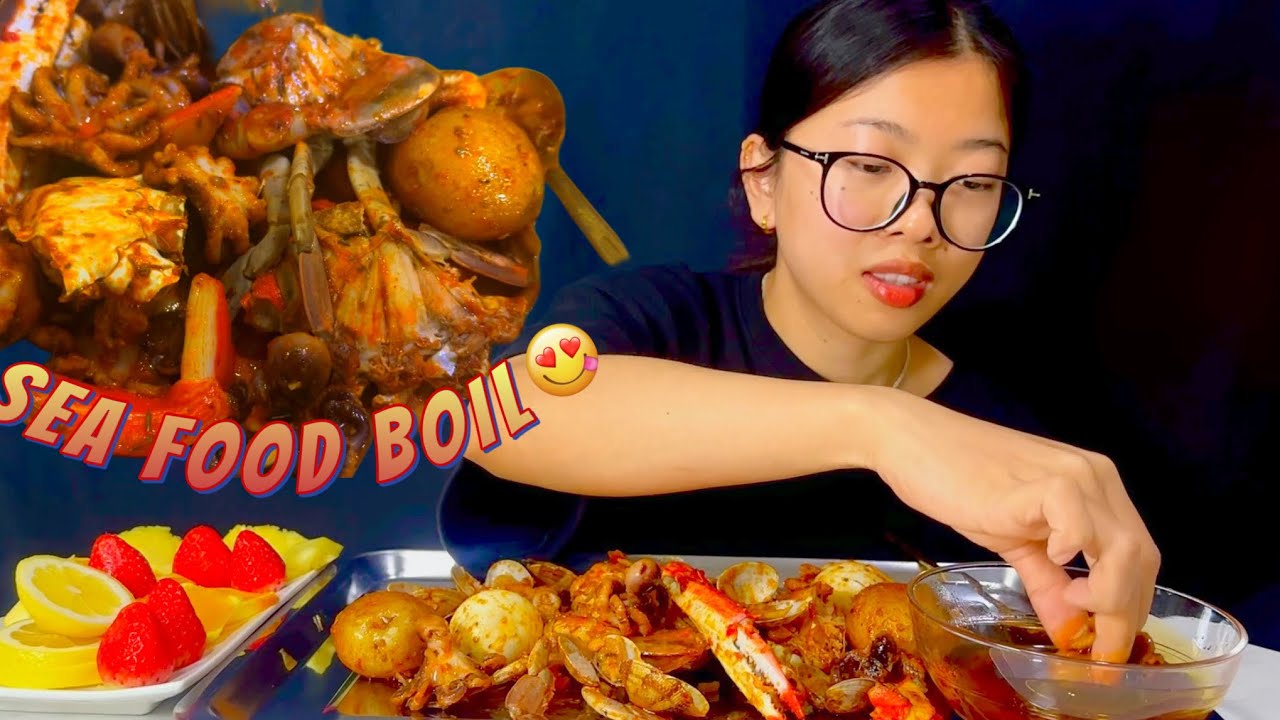 ~Eating SEAFOOD BOIL for the first time😋🙀MUKBANG🐙🦀