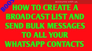How to send Bulk messages to all your contacts whatsappstatus whatsappstatusvideo whatsapp