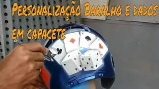 Pintura capacete com, cartas de baralho  Aerografia , airbrush helmet