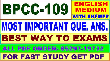 BPCC 109 important questions with answers in English || bpcc 109 Previous Year Question Paper