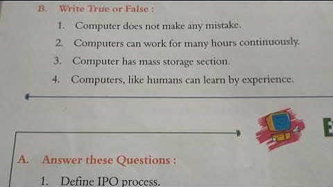 Computer Class 3 Chapter 1 True or False