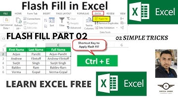 Flash fill in Excel, Excel 2016. magic tricks, 02 simple tips/part 02/ learn free excel in Hindi