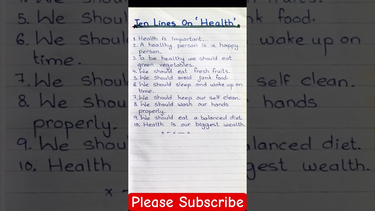 Ten lines on Health | Health Essay in English 