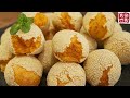 无需油炸，外酥里糯的红薯芝麻糯米球，超级好吃！Sweet potato, sesame and glutinous rice balls。