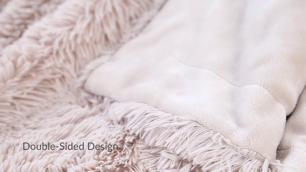 Throw Solid Camel Flannel Shaggy Fuzzy Fur Blanket
