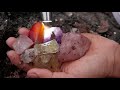 Gold crystals are formed in volcanic caves by the sea. Amethyst, red agate. Gems, diamonds