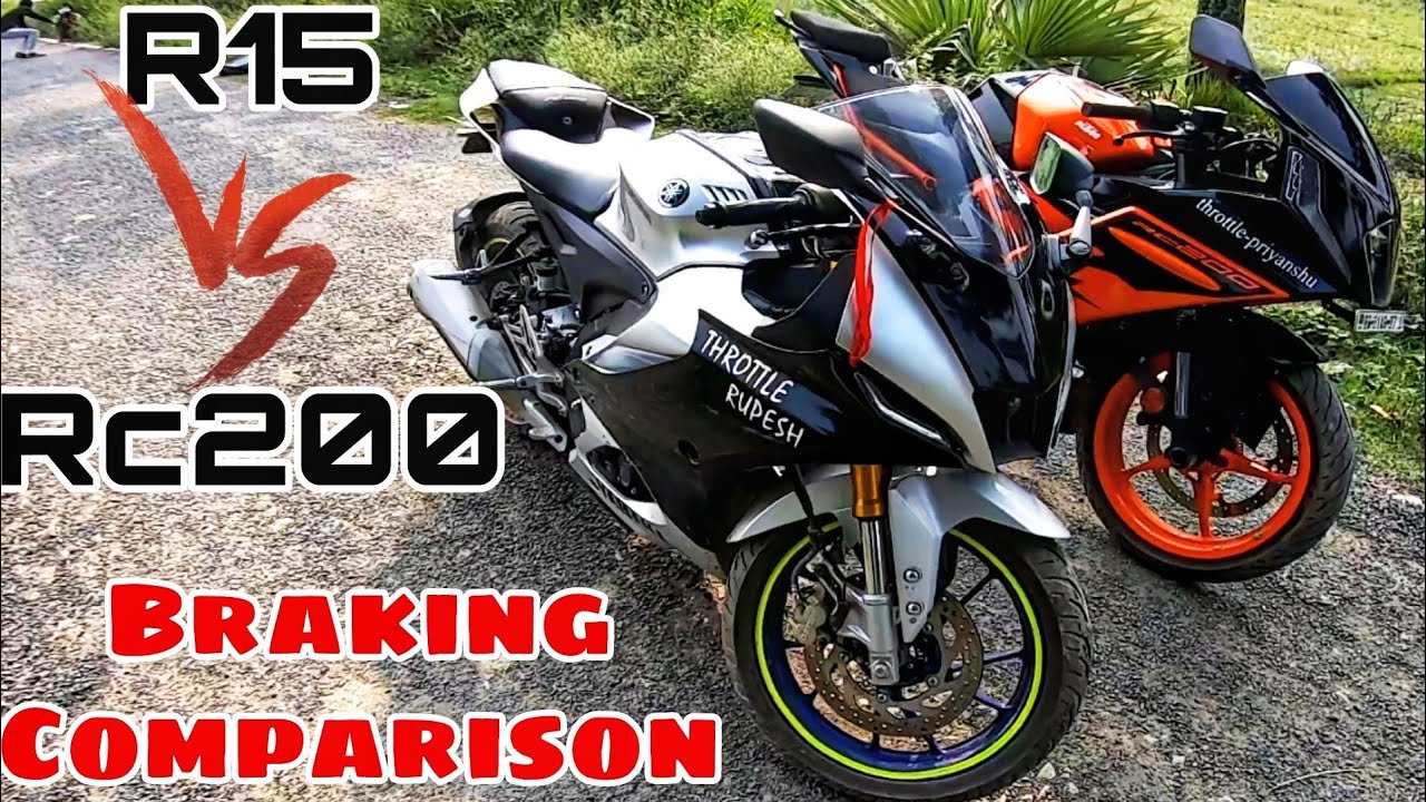 KTM RC 200 VS YAMAHA R15M Braking Test