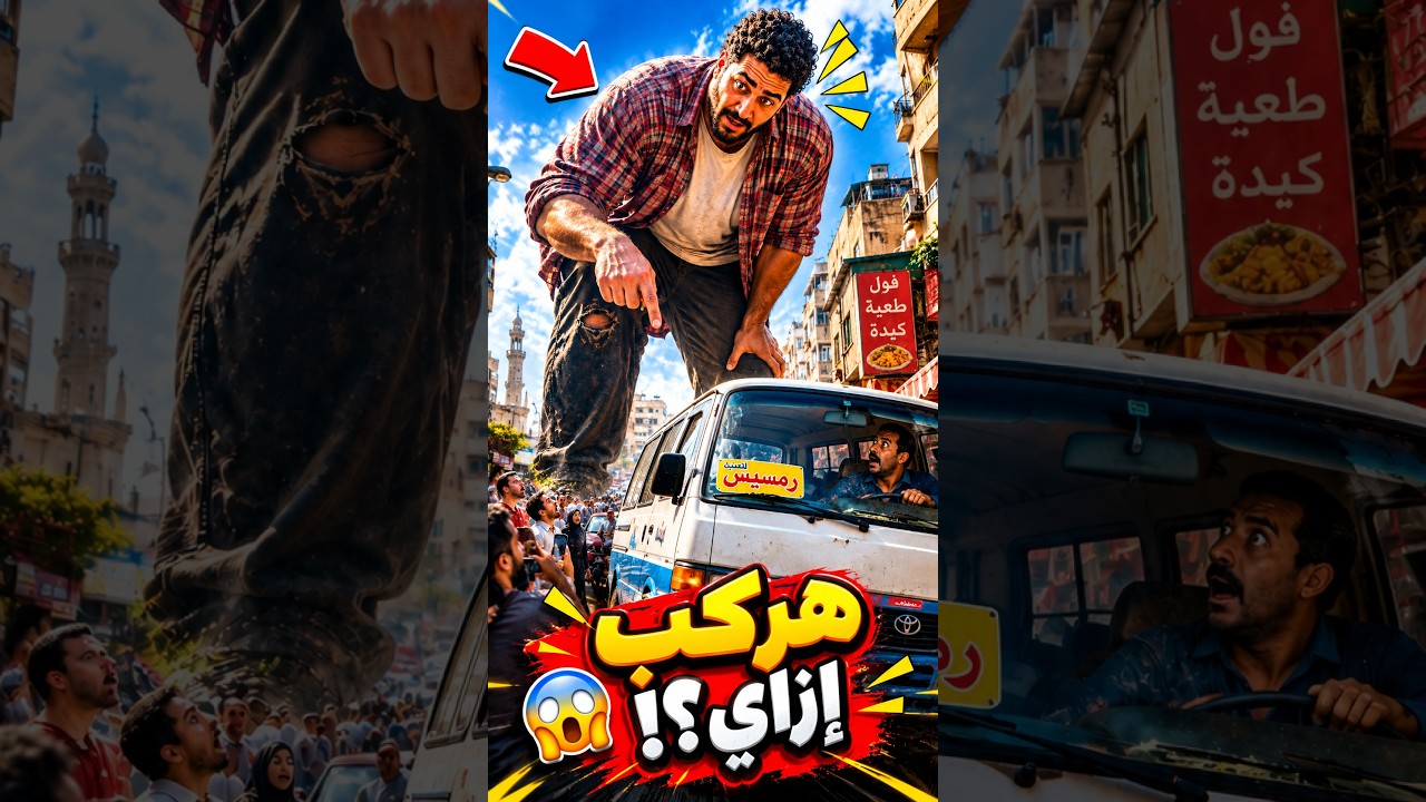 العملاق حاول يركب الميكروباص 😂💀