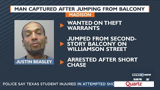 Man arrested after jumping from second story balcony to flee officers