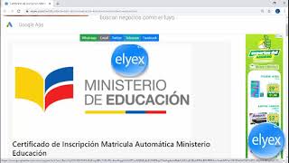 Certificado de Inscripción Matricula Automática Ministerio Educación