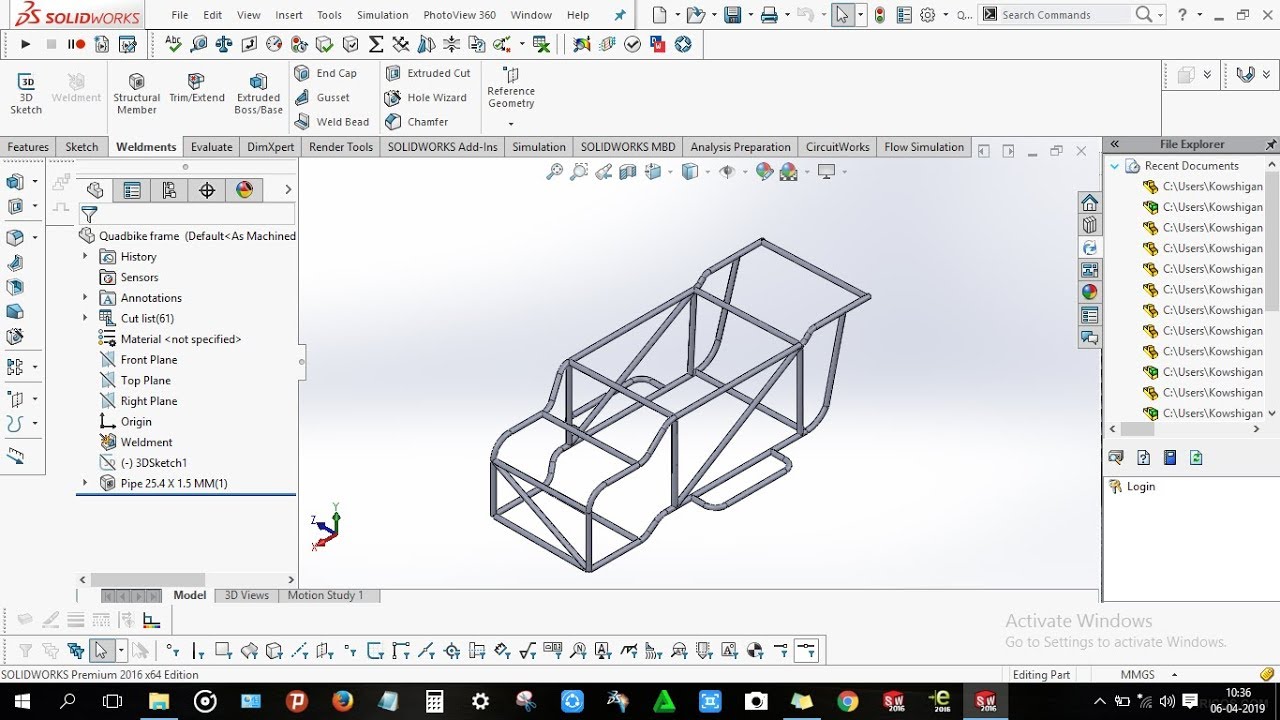 How to design Quad Bike frame in solidworks YouTube