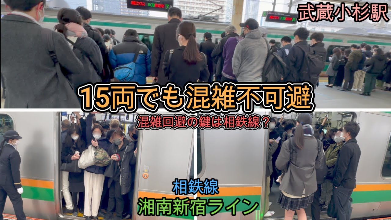 【武蔵小杉駅】15両編成でも混雑不可避⁉️ 相鉄線を使って混雑回避！  通勤ラッシュ  湘南新宿ライン　相鉄線 混雑 満員電車  rush hour  【満員電車】