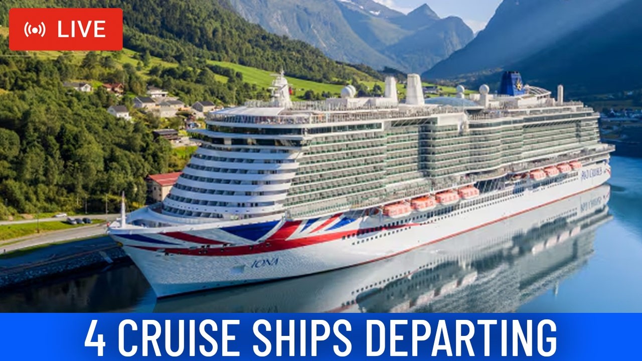 SHIPS TV - 4 Cruise Ships Departing Port of Southampton (LIVE)
