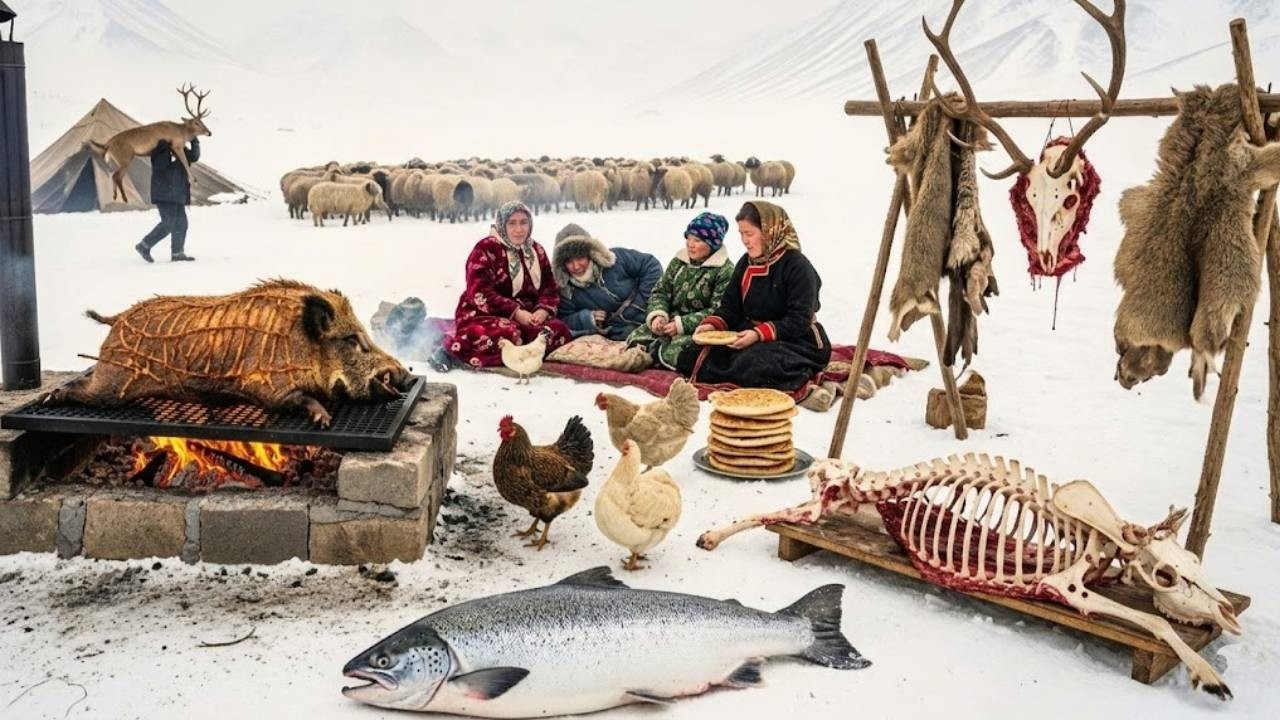 Охота зимой в Афганистане | Кабан, запечённый на огне, и суп из оленины со свежим хлебом