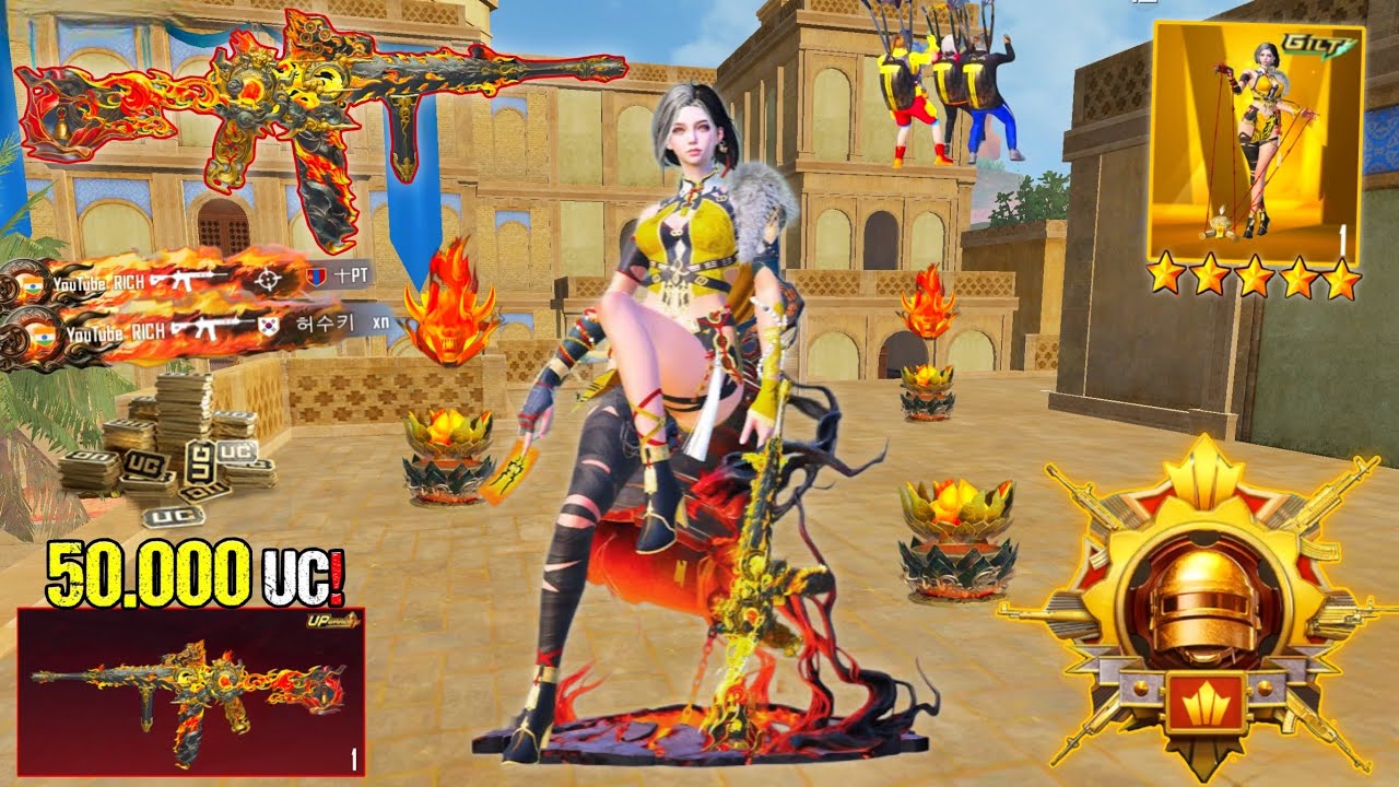 50K UC!🥵 I PLAYED  with NEW ULTIMATE OUTFIT and Level 8 ( M416 )😍 Pubg mobile 