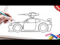 Cara menggambar sedan perang dengan mudah dan keren untuk anak-anak | jari ajaib