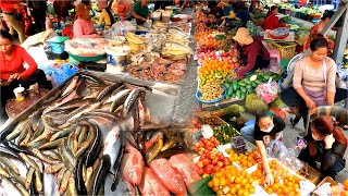 อาหารริมถนนกัมพูชา มะละกอ แอปเปิ้ล กุ้ง ไก่ ปลา ผัก l ตลาดปลากัมพูชา